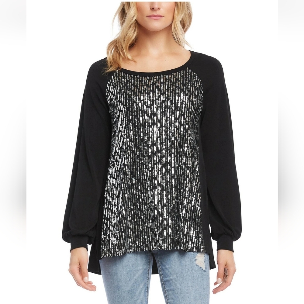 Karen Kane Sequin Blouson-Sleeve Top Size XS New